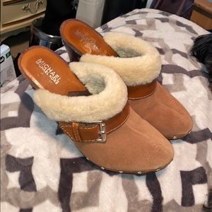 MICHAEL Michael Kors Tan Shearling Mules